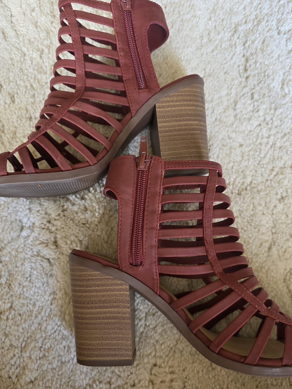 Women's Strappy Block Heel Sandals - Red